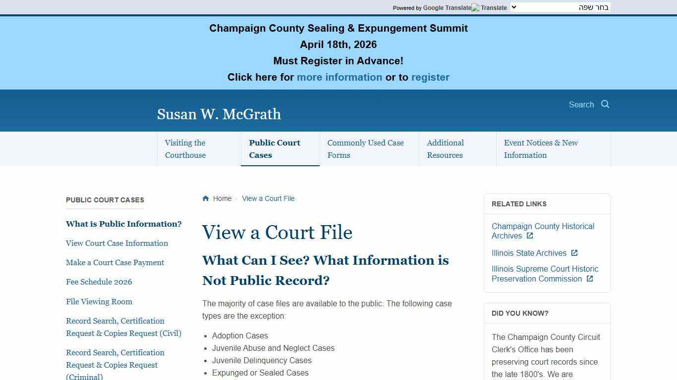 View a Court File -