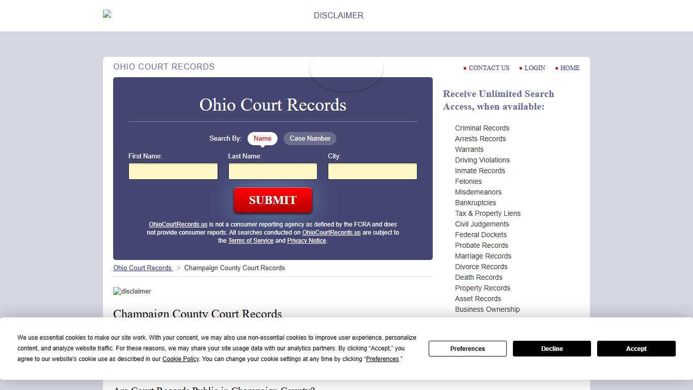 Champaign County Court Records OhioCourtRecords.us